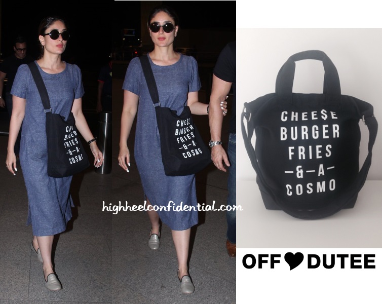 kareena kapoor offdutee bag cheeseburger cosmo airport