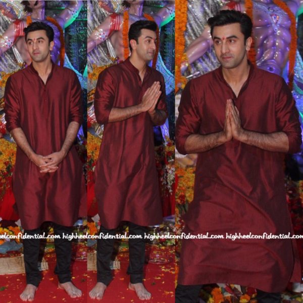 Ranbir Kapoor Gets Clicked Outside A Dubbing Studio In A Red Bandhej Kurta