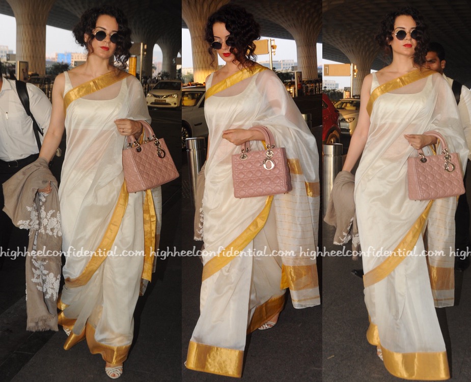 Kangana Ranaut makes a statement in a handloom silk saree at Thalaiva  trailer launch - Masala