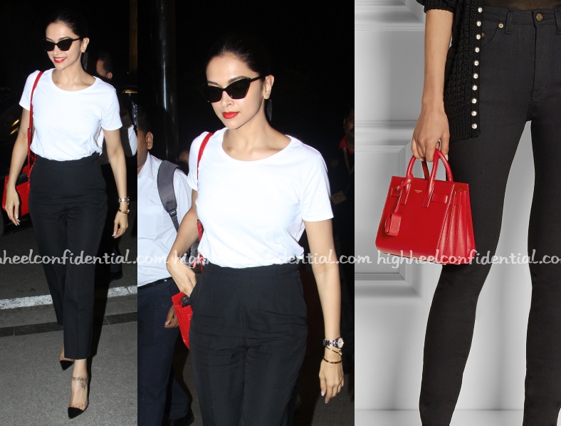 deepika padukone mumbai airport saint laurent de jour