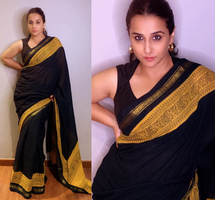 Vidya Balan looks resplendent in a black handwoven saree!