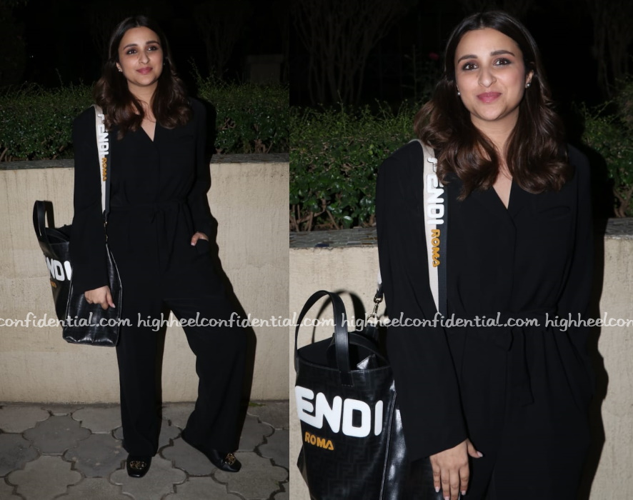 With a sweatsuit worn with a Louis Vuitton tote bag, Parineeti