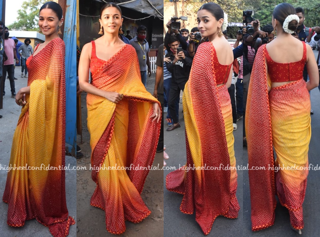 Buy a Multi Color Printed Alia Bhatt Wear Saree On Rutbaa