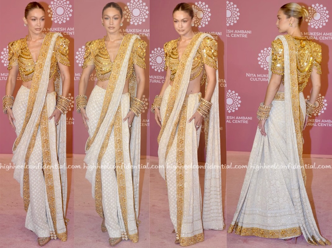 All you need to know about Gigi Hadid's custom made saree at the NMACC  launch - Masala