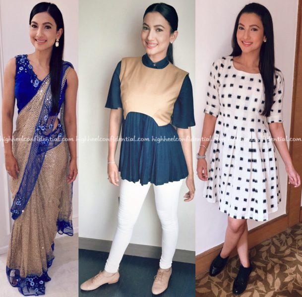 Gauahar Khan In Rabani Rakha Six Buttons Down And Mogra Designs At Fever Promotions-2